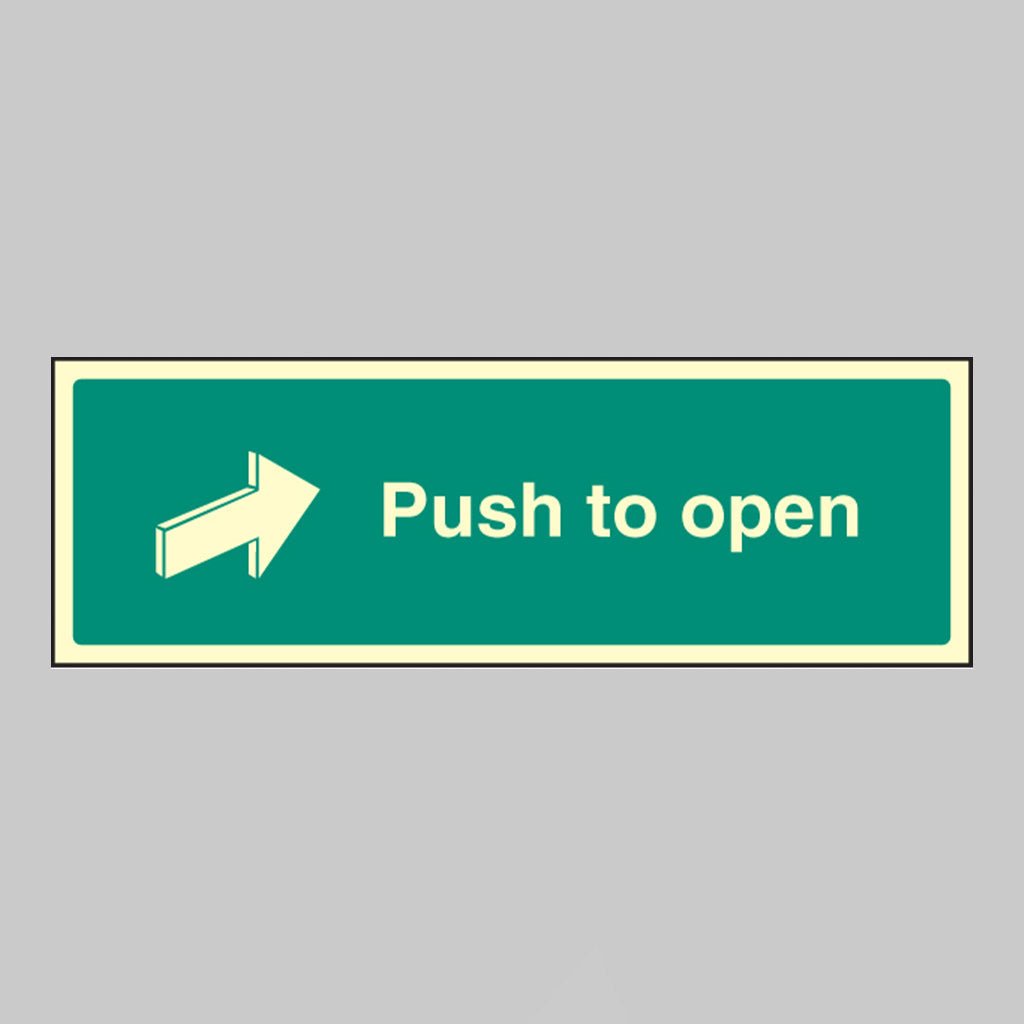Push To Open Sign - Ready Set SuppliedPush To Open SignUltra Bright (Class C) Photoluminescent Rigid32050G