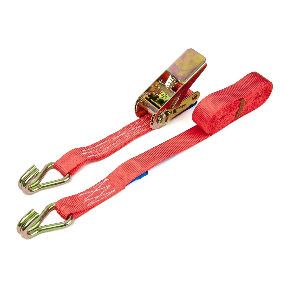 Red ProSolve 25mm x 5m ratchet strap with claw hooks