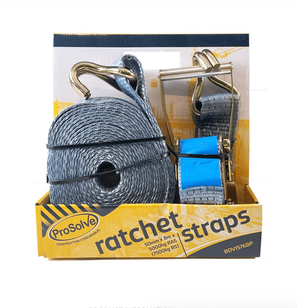 RATCHET TIE - DOWN STRAPS - 50MM X 8M X 5000KG - Ready Set SuppliedRATCHET TIE - DOWN STRAPS - 50MM X 8M X 5000KG100