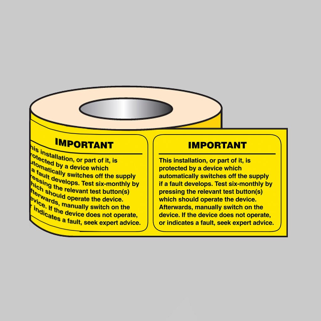 RCD Test Roll of 100 Labels 100 x 75mm - Ready Set SuppliedRCD Test Roll of 100 Labels 100 x 75mm59764