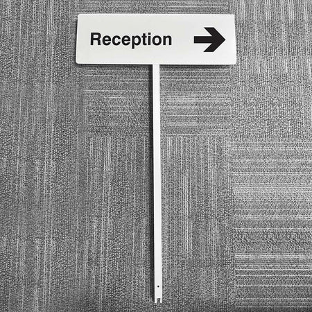 Reception Right Aluminium Verge Sign 450 x 150mm On Post 800mm High - Ready Set SuppliedReception Right Aluminium Verge Sign 450 x 150mm On Post 800mm High56539