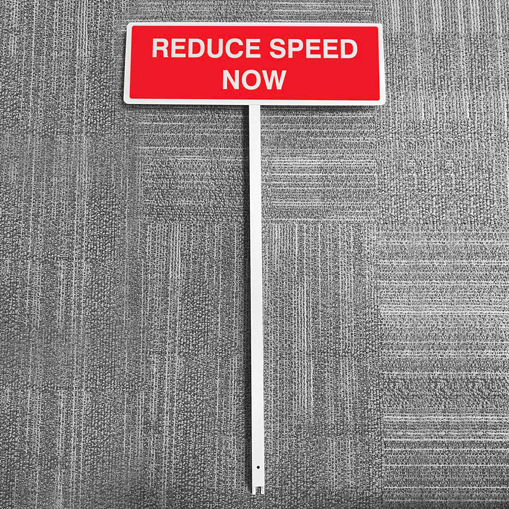 Reduce Speed Now Aluminium Verge Sign 450 x 150mm On Post 800mm High - Ready Set SuppliedReduce Speed Now Aluminium Verge Sign 450 x 150mm On Post 800mm High56578