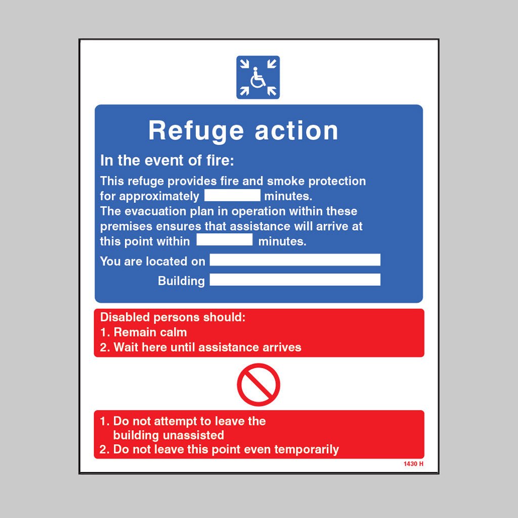 Refuge Action In The Event Of Fire Sign - Ready Set SuppliedRefuge Action In The Event Of Fire SignRigid Plastic11430E