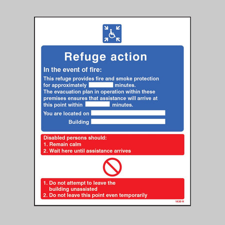 Refuge Action In The Event Of Fire Sign - Ready Set SuppliedRefuge Action In The Event Of Fire SignRigid Plastic11430E