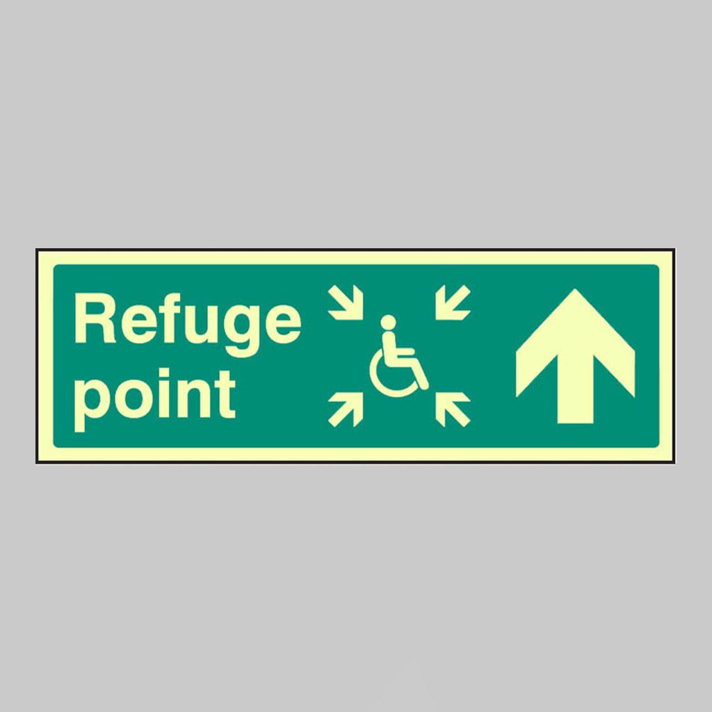 Refuge Point Arrow Up Sign - Ready Set SuppliedRefuge Point Arrow Up SignUltra Bright (Class C) Photoluminescent Rigid32146G