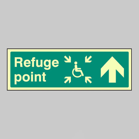 Refuge Point Arrow Up Sign - Ready Set SuppliedRefuge Point Arrow Up SignUltra Bright (Class C) Photoluminescent Rigid32146G