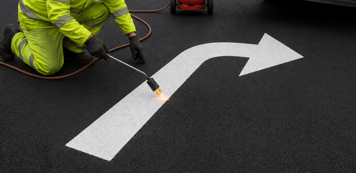 Right turn Arrow Thermoplastic Road marking - Ready Set SuppliedRight turn Arrow Thermoplastic Road marking1000mm x 250mm