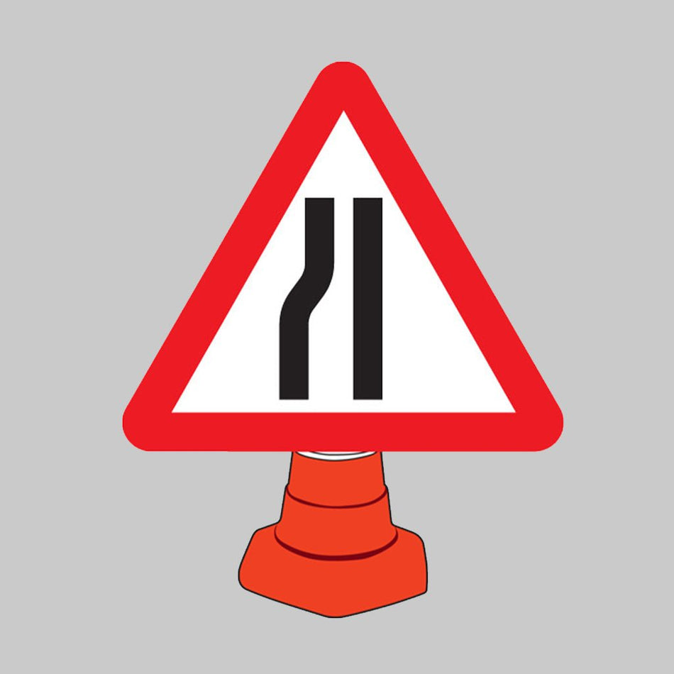 Road Narrowing Left Reflective Cone Sign 750mm Triangle (Cone Not Included) - Ready Set SuppliedRoad Narrowing Left Reflective Cone Sign 750mm Triangle (Cone Not Included)57654
