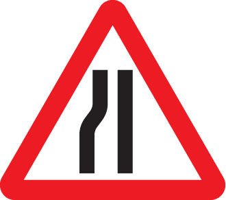 Road Narrows Left Reflective Fold Up 750mm Triangle Sign With Space For Text Variant - Ready Set SuppliedRoad Narrows Left Reflective Fold Up 750mm Triangle Sign With Space For Text Variant57639