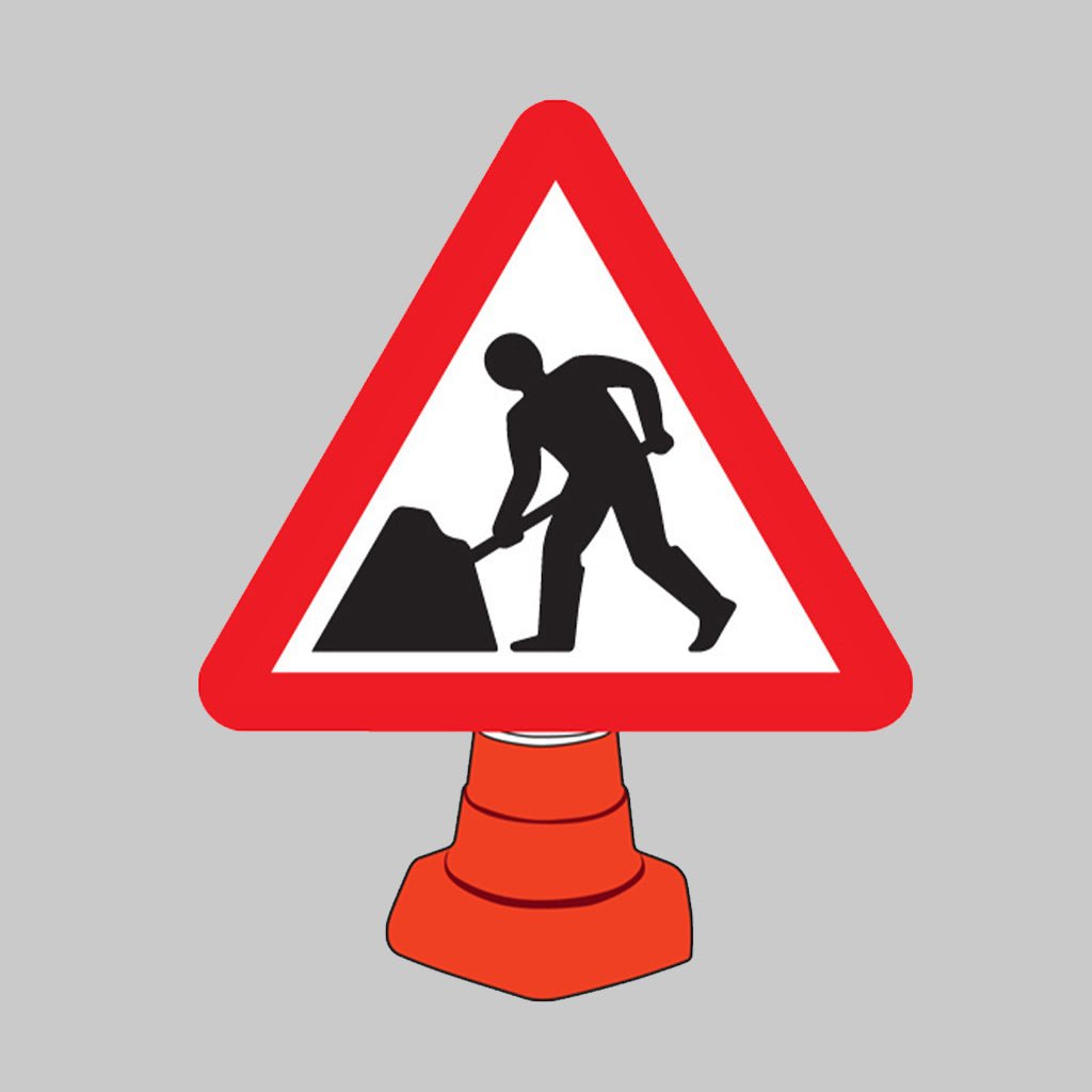 Road Works Reflective Cone Sign 750mm Triangle (Cone Not Included) - Ready Set SuppliedRoad Works Reflective Cone Sign 750mm Triangle (Cone Not Included)57653