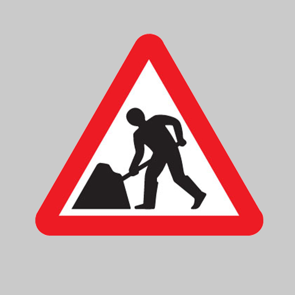 Men at work reflective fold up 600mm triangle sign