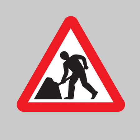 Men at work reflective fold up 600mm triangle sign