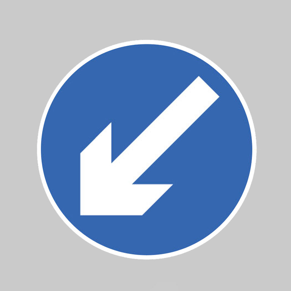 Keep left Class R2 Permanent 600mm Dia (3mm aluminium composite) c/w channelling