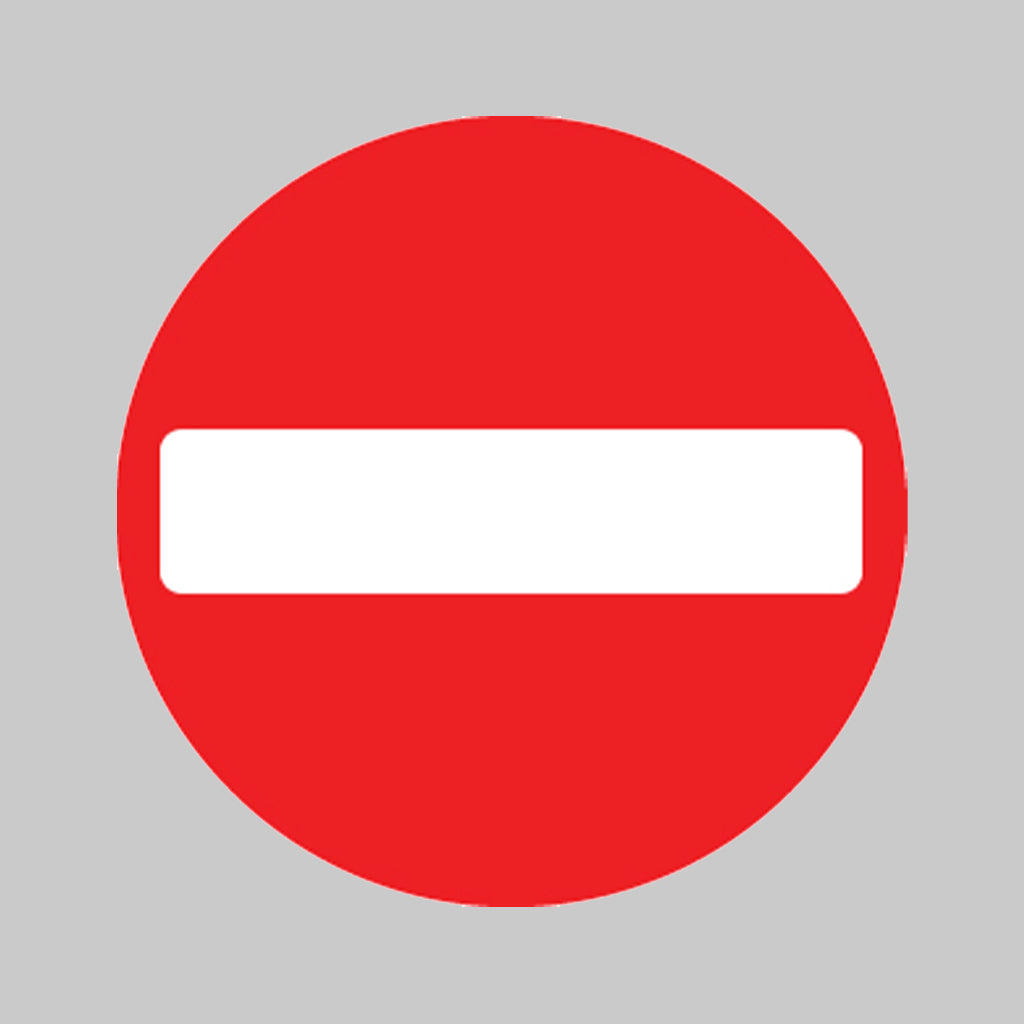 No entry Class R2 Permanent 600mm Dia (3mm aluminium composite) c/w channelling
