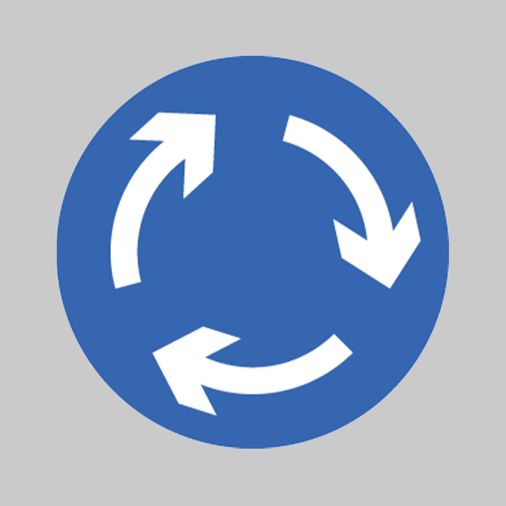 Mini roundabout Class R2 600mm diameter circle c/w channelling