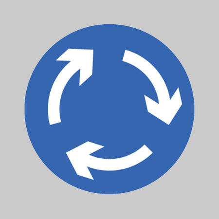 Mini roundabout Class R2 600mm diameter circle c/w channelling