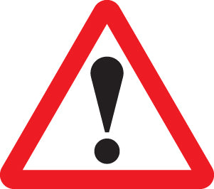 Danger symbol ! class R2 600mm triangle c/w channelling