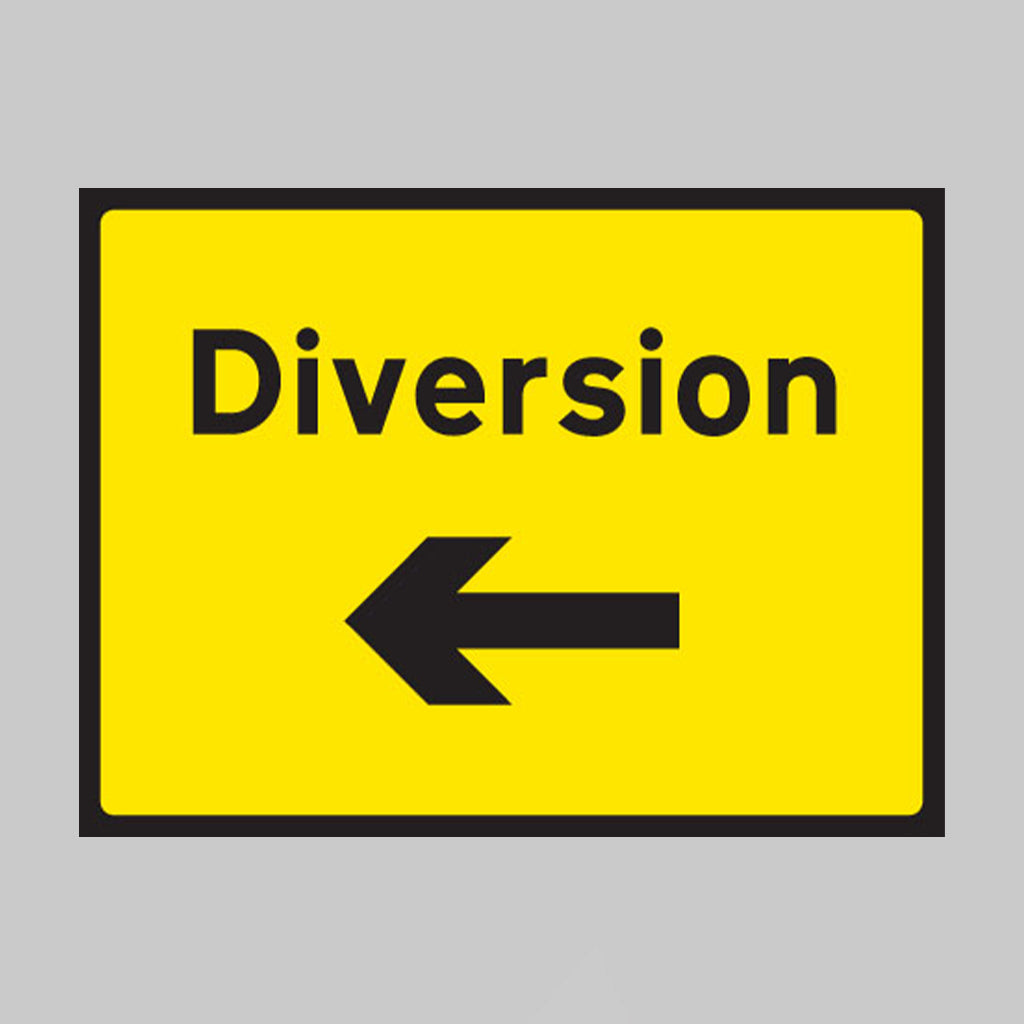 Diversion arrow left 600x450mm Class RA1 zintec