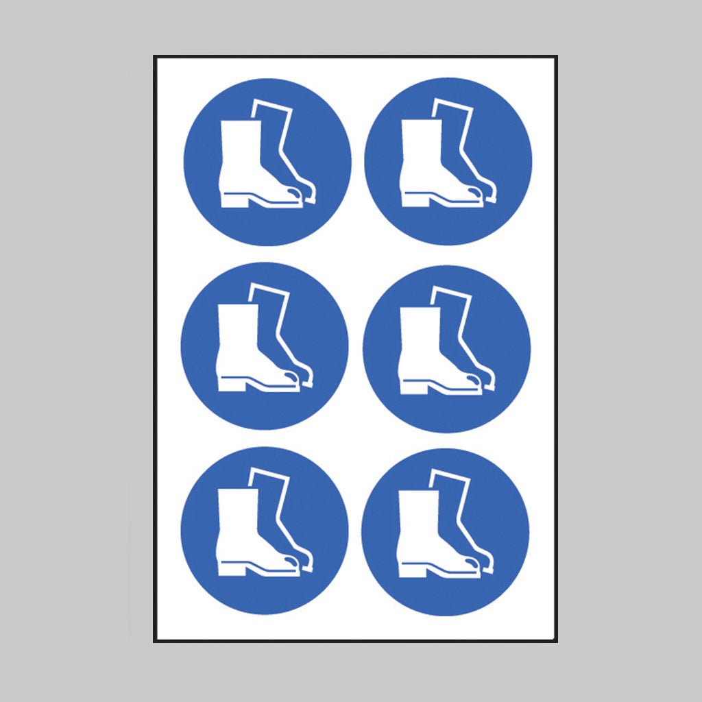 Safety Boots Symbol 100mm Dia - Sheet of 6 Peel 'N' Stick Labels - Ready Set SuppliedSafety Boots Symbol 100mm Dia - Sheet of 6 Peel 'N' Stick Labels55039