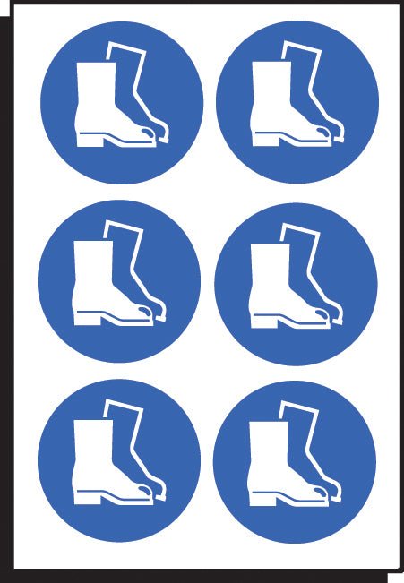 Safety Boots Symbol 50mm Dia - Sheet of 6 Peel 'N' Stick Labels - Ready Set SuppliedSafety Boots Symbol 50mm Dia - Sheet of 6 Peel 'N' Stick Labels55034