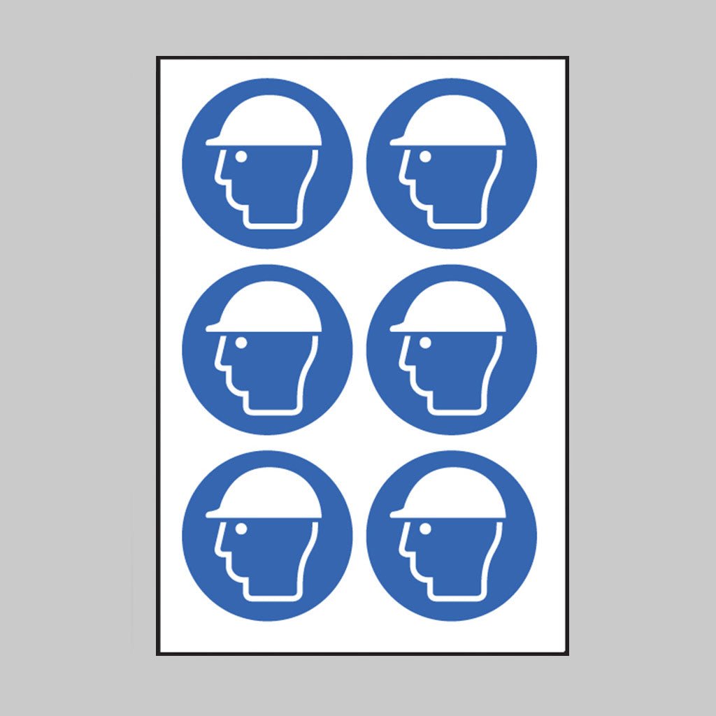 Safety Helmet Symbol 100mm Dia - Sheet of 6 Peel 'N' Stick Labels - Ready Set SuppliedSafety Helmet Symbol 100mm Dia - Sheet of 6 Peel 'N' Stick Labels55038