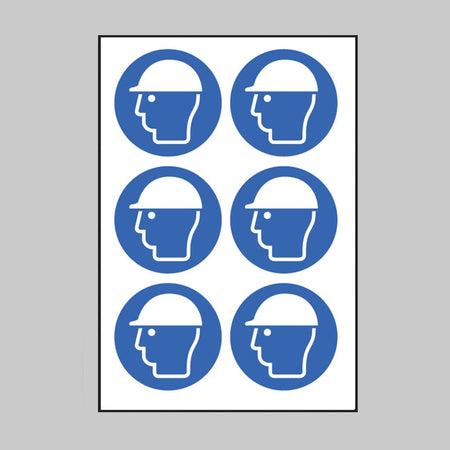 Safety Helmet Symbol 100mm Dia - Sheet of 6 Peel 'N' Stick Labels - Ready Set SuppliedSafety Helmet Symbol 100mm Dia - Sheet of 6 Peel 'N' Stick Labels55038