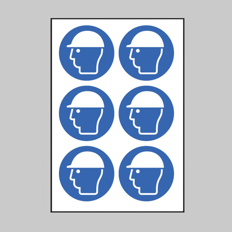 Safety Helmet Symbol 100mm Dia - Sheet of 6 Peel 'N' Stick Labels - Ready Set SuppliedSafety Helmet Symbol 100mm Dia - Sheet of 6 Peel 'N' Stick Labels55038