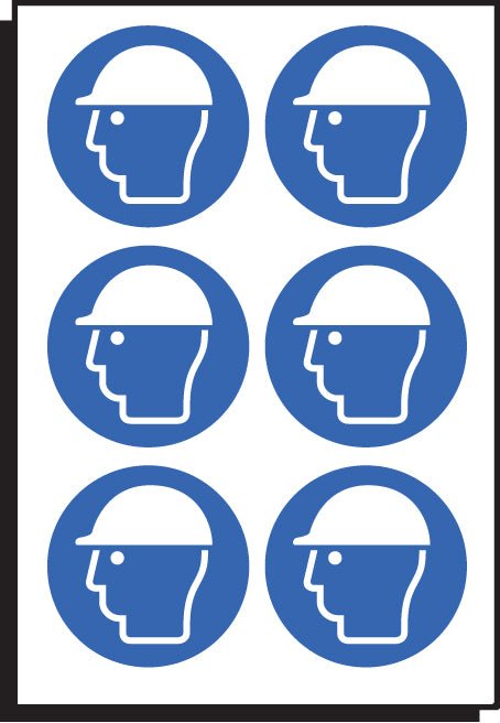 Safety Helmet Symbol 50mm Dia - Sheet of 6 Peel 'N' Stick Labels - Ready Set SuppliedSafety Helmet Symbol 50mm Dia - Sheet of 6 Peel 'N' Stick Labels55033