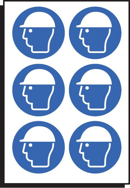 Safety Helmet Symbol 50mm Dia - Sheet of 6 Peel 'N' Stick Labels - Ready Set SuppliedSafety Helmet Symbol 50mm Dia - Sheet of 6 Peel 'N' Stick Labels55033