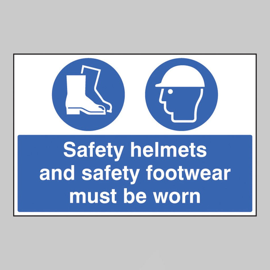 Safety Helmets And Safety Footwear Must Be Worn Sign - Ready Set SuppliedSafety Helmets And Safety Footwear Must Be Worn SignRigid Plastic15019E