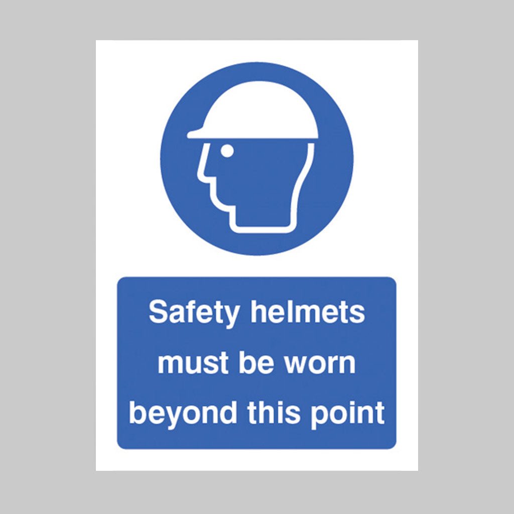 Safety Helmets Must Be Worn Beyond This Point Sign - Ready Set SuppliedSafety Helmets Must Be Worn Beyond This Point SignRigid Plastic15018E