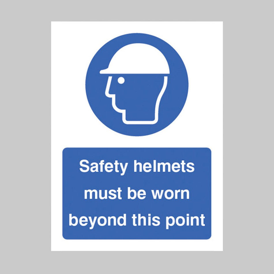 Safety Helmets Must Be Worn Beyond This Point Sign - Ready Set SuppliedSafety Helmets Must Be Worn Beyond This Point SignRigid Plastic15018E