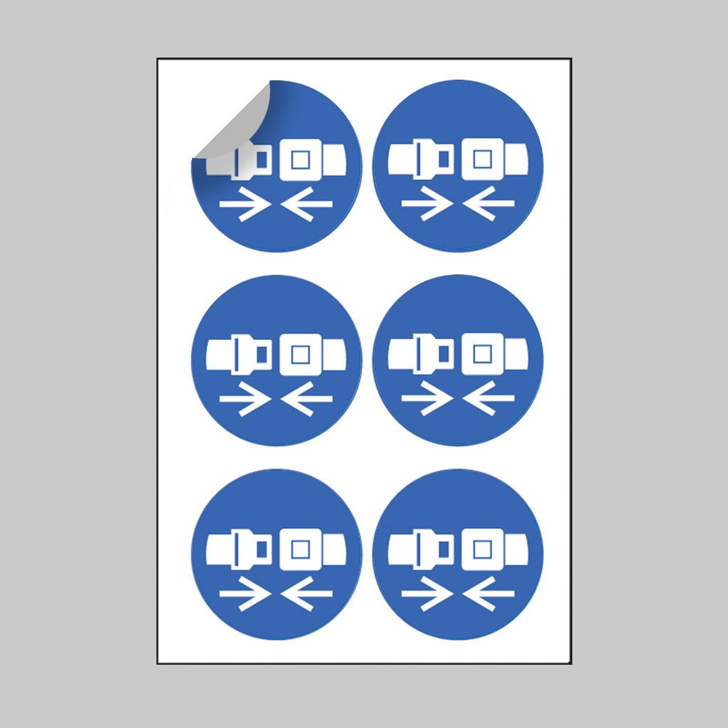Seatbelt Symbol 65mm Dia Sheet of 6 Peel 'N' Stick Labels - Ready Set SuppliedSeatbelt Symbol 65mm Dia Sheet of 6 Peel 'N' Stick Labels51650