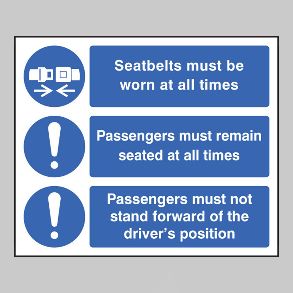 Seatbelts Must Be Worn At All Times Multi-Message Sign - Ready Set SuppliedSeatbelts Must Be Worn At All Times Multi-Message SignSelf Adhesive Vinyl25439H