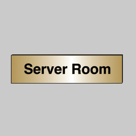 Server Room 140 x 35mm Engraved Brass Effect PVC With Sav Backing Sign - Ready Set SuppliedServer Room 140 x 35mm Engraved Brass Effect PVC With Sav Backing Sign53699