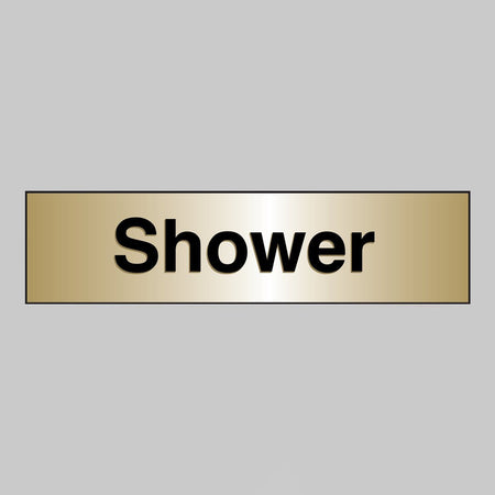 Shower 140 x 35mm Engraved Brass Effect PVC With Sav Backing Sign - Ready Set SuppliedShower 140 x 35mm Engraved Brass Effect PVC With Sav Backing Sign59076