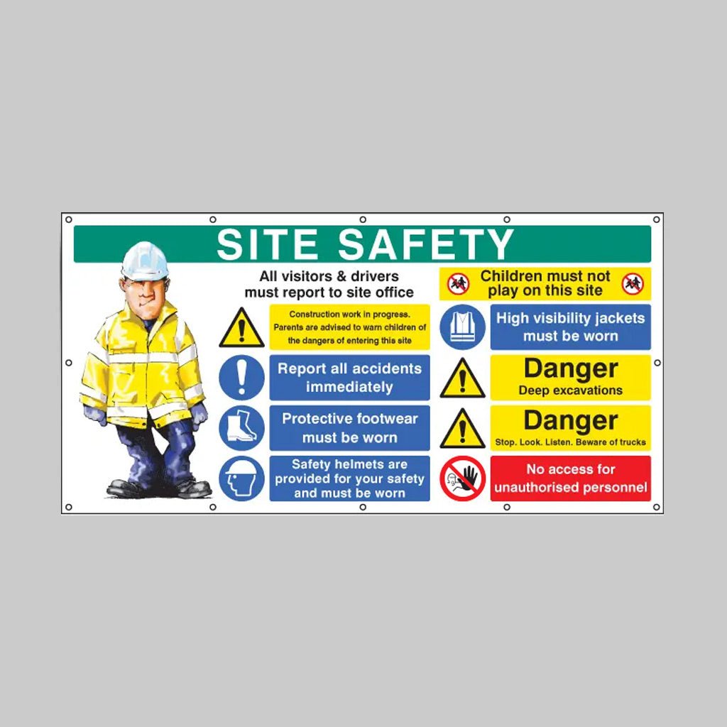 Site Safety Banner (As 58038) With Eyelets 2440x1270mm - Ready Set SuppliedSite Safety Banner (As 58038) With Eyelets 2440x1270mm55085