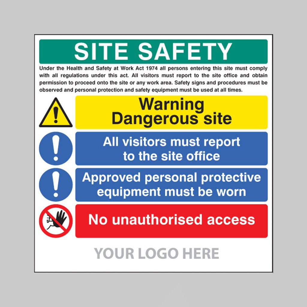 Site Safety Board, Dangerous Site, Visitors, PPE, Access, Builder Signs 1220 x 1220mm - Ready Set SuppliedSite Safety Board, Dangerous Site, Visitors, PPE, Access, Builder Signs 1220 x 1220mm55793