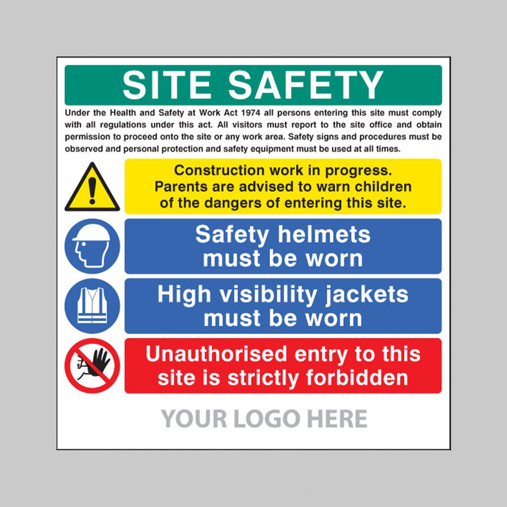 Site Safety Board, Helmets, Hi-Vis, Unauthorised Entry Builder Signs 1220 x 1220mm - Ready Set SuppliedSite Safety Board, Helmets, Hi-Vis, Unauthorised Entry Builder Signs 1220 x 1220mm55796