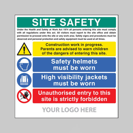 Site Safety Board, Helmets, Hi-Vis, Unauthorised Entry Builder Signs 1220 x 1220mm - Ready Set SuppliedSite Safety Board, Helmets, Hi-Vis, Unauthorised Entry Builder Signs 1220 x 1220mm55796