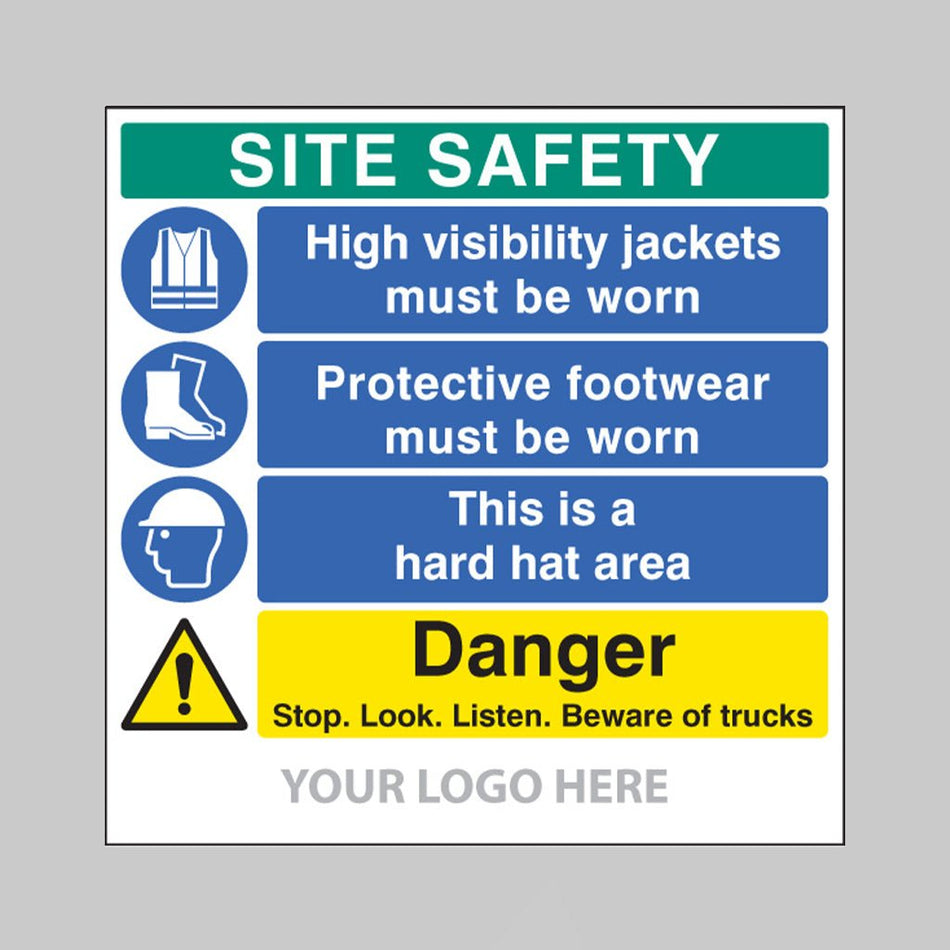 Site Safety Board, Hivis, Footwear,Hard Hat, Trucks, Builder Signs 1220 x 1220mm - Ready Set SuppliedSite Safety Board, Hivis, Footwear,Hard Hat, Trucks, Builder Signs 1220 x 1220mm55802