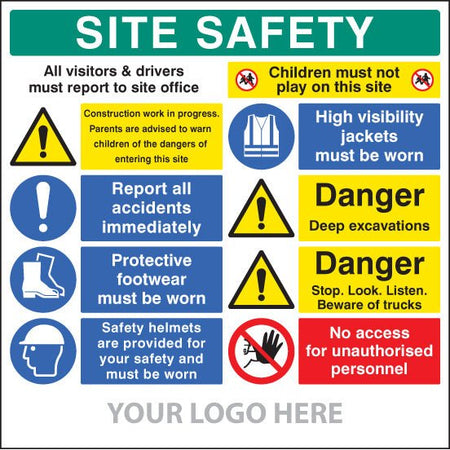 Site Safety Board, Multi-Message, Deep Excavations, Builder Signs 1220 x 1220mm - Ready Set SuppliedSite Safety Board, Multi-Message, Deep Excavations, Builder Signs 1220 x 1220mm55798