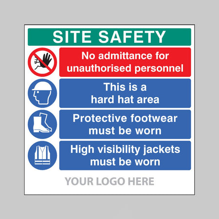 Site Safety Board, No Admittance, Hard Hat, Footwear, Hivis, Builder Signs 1220 x 1220mm - Ready Set SuppliedSite Safety Board, No Admittance, Hard Hat, Footwear, Hivis, Builder Signs 1220 x 1220mm55801