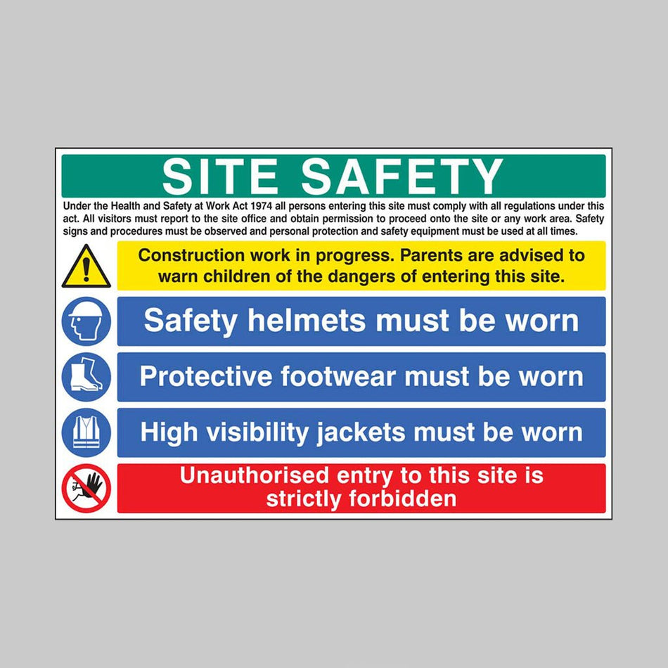 Site Safety Construction Work, Helmets, Footwear, Hi Vis, Unauthorised Entry Sign - Ready Set SuppliedSite Safety Construction Work, Helmets, Footwear, Hi Vis, Unauthorised Entry SignRigid Plastic16447Q