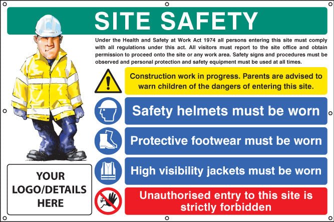 Site Safety, Helmets, Footwear, Hi Vis, Unauthorised Entry, Custom Banner With Eyelets 1270 x 810mm - Ready Set SuppliedSite Safety, Helmets, Footwear, Hi Vis, Unauthorised Entry, Custom Banner With Eyelets 1270 x 810mm55118