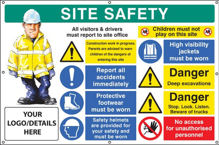 Site Safety, Multi-Message, Deep Excavations, Custom Banner With Eyelets 1270 x 810mm - Ready Set SuppliedSite Safety, Multi-Message, Deep Excavations, Custom Banner With Eyelets 1270 x 810mm55127