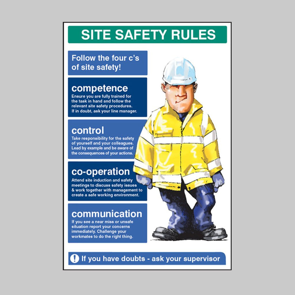 Site Safety Rules The Four C'S Of Site Safety 600 x 900 5mm PVC Sign - Ready Set SuppliedSite Safety Rules The Four C'S Of Site Safety 600 x 900 5mm PVC Sign56600