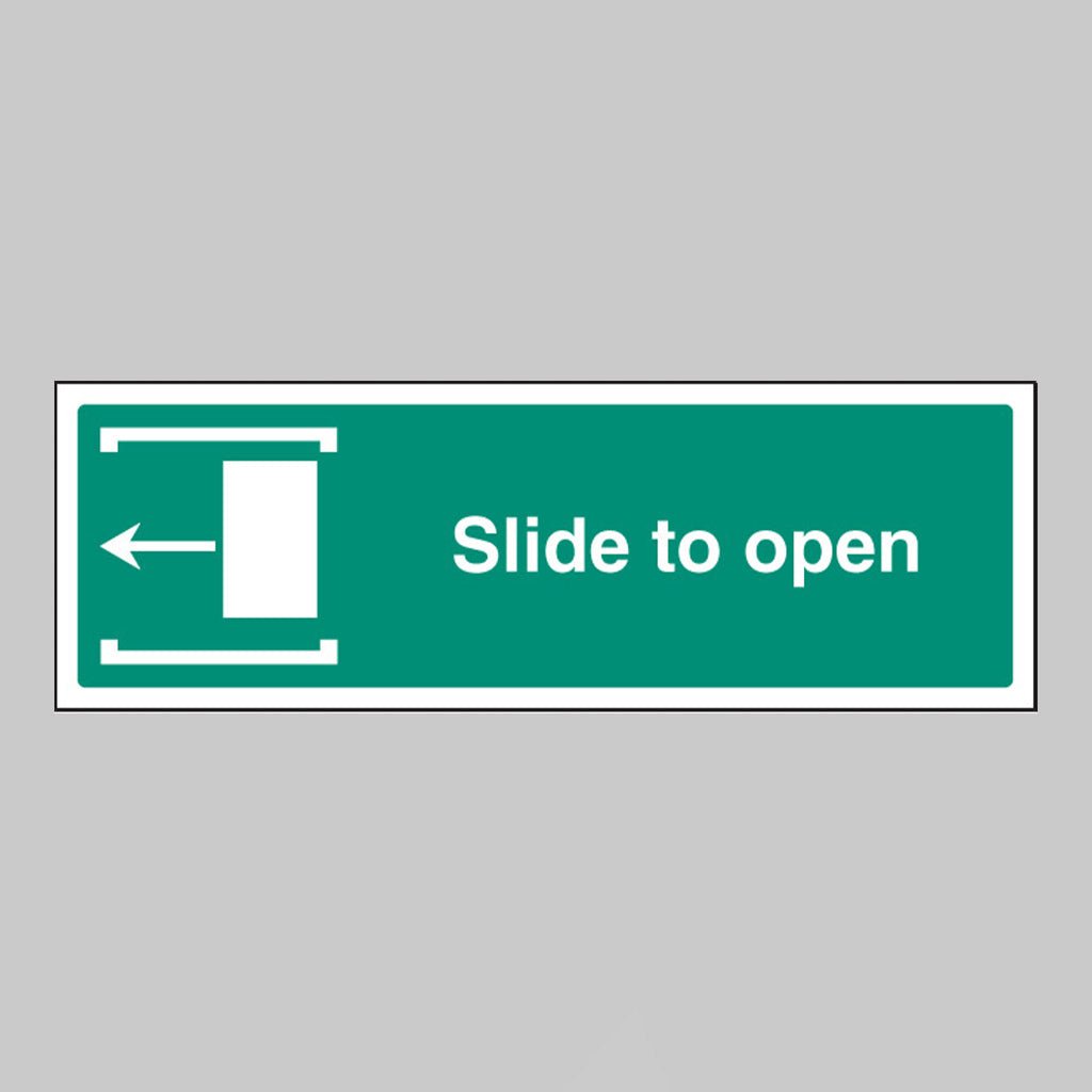 Slide To Open Left Sign - Ready Set SuppliedSlide To Open Left SignRigid Plastic12045G