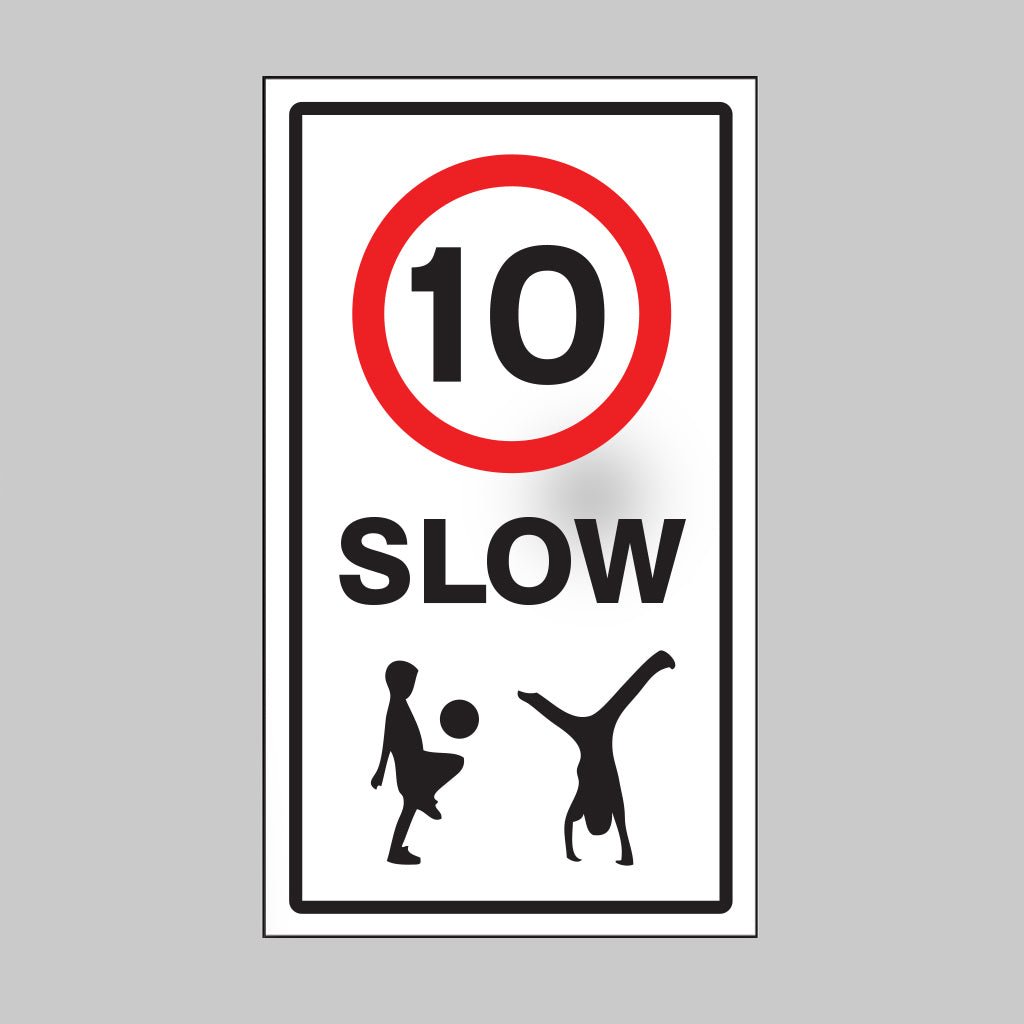 Slow 10mph Class R2 Permanent 400 x 700mm (3mm Aluminium Composite) With Channelling Sign - Ready Set SuppliedSlow 10mph Class R2 Permanent 400 x 700mm (3mm Aluminium Composite) With Channelling Sign55484