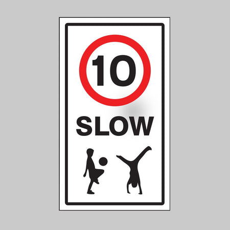 Slow 10mph Class R2 Permanent 400 x 700mm (3mm Aluminium Composite) With Channelling Sign - Ready Set SuppliedSlow 10mph Class R2 Permanent 400 x 700mm (3mm Aluminium Composite) With Channelling Sign55484